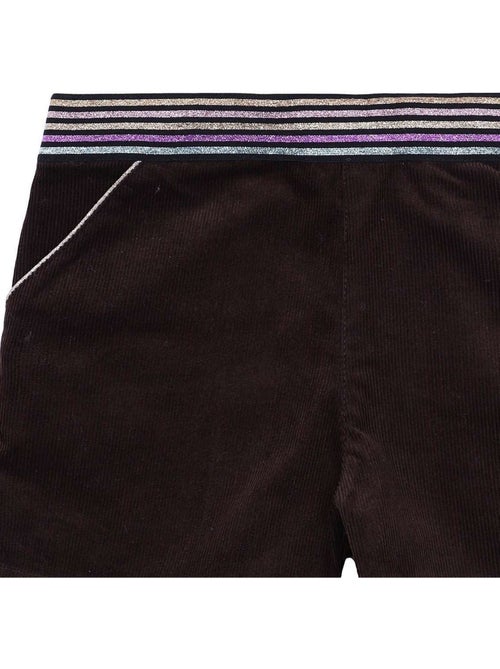 Pantalón Corto de Invierno Niña | Terciopelo Marrón | Cinturón con Brillos | POUPETTE - Kiabi