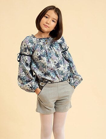 Pantalón Corto de Lana Gris para Niña | POUPETTE