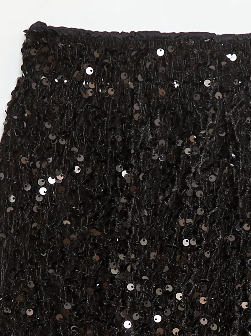 Pantalón corto de lentejuelas liso Negro - Kiabi