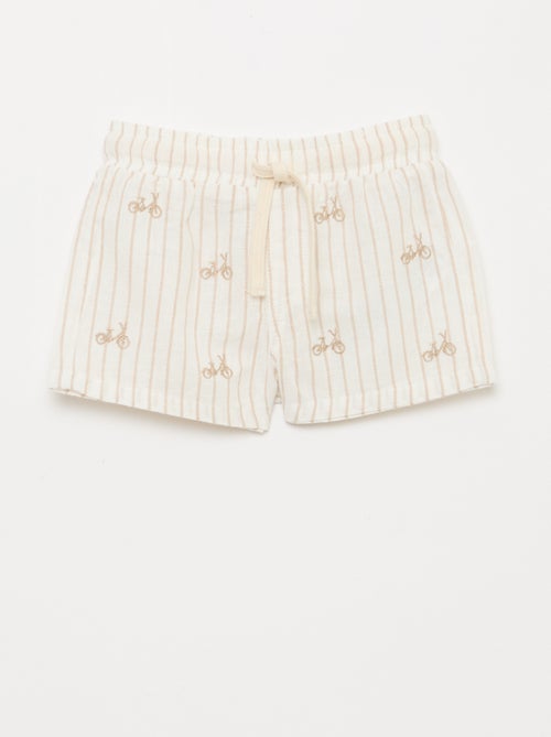 Pantalón corto de lino a rayas - Kiabi