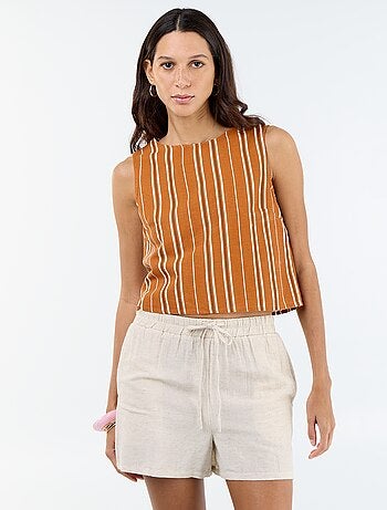 Pantalón corto de lino mezclado