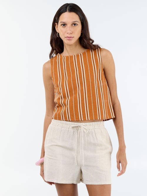 Pantalón corto de lino mezclado - Kiabi