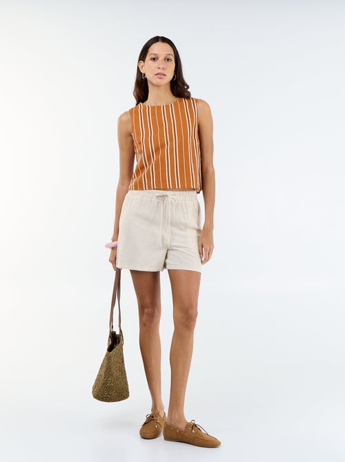 Pantalón corto de lino mezclado - Kiabi