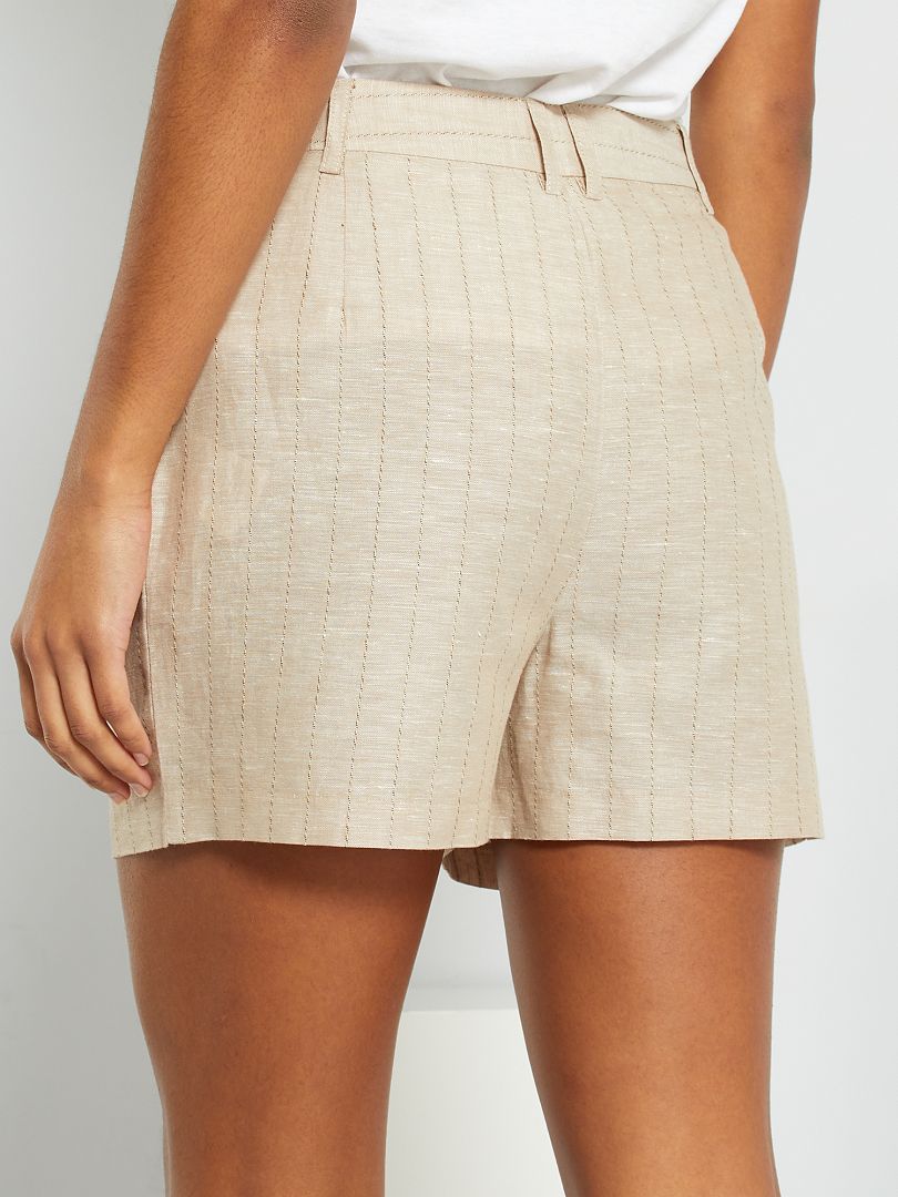 Pantalón corto de lino y algodón - BEIGE - Kiabi 15.00€