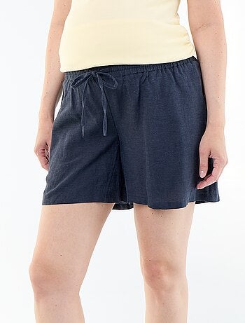 Pantalón corto de maternidad de lino estampado