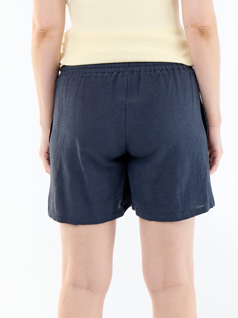 Pantalón corto de maternidad de lino estampado Azul - Kiabi