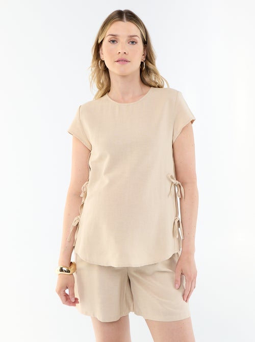 Pantalón corto de maternidad de lino estampado - Kiabi