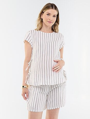 Pantalón corto de maternidad de lino estampado