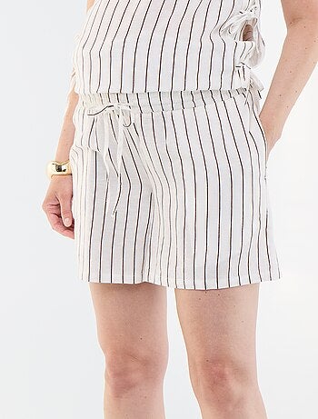 Pantalón corto de maternidad de lino estampado