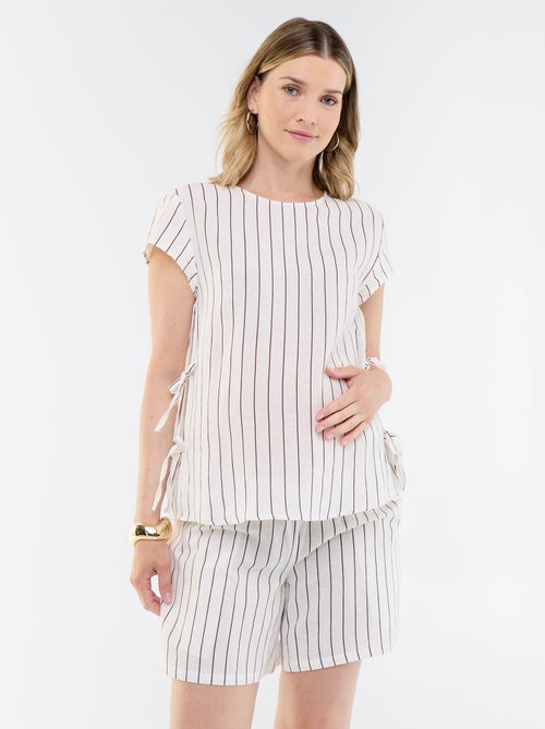 Pantalón corto de maternidad de lino estampado - Kiabi