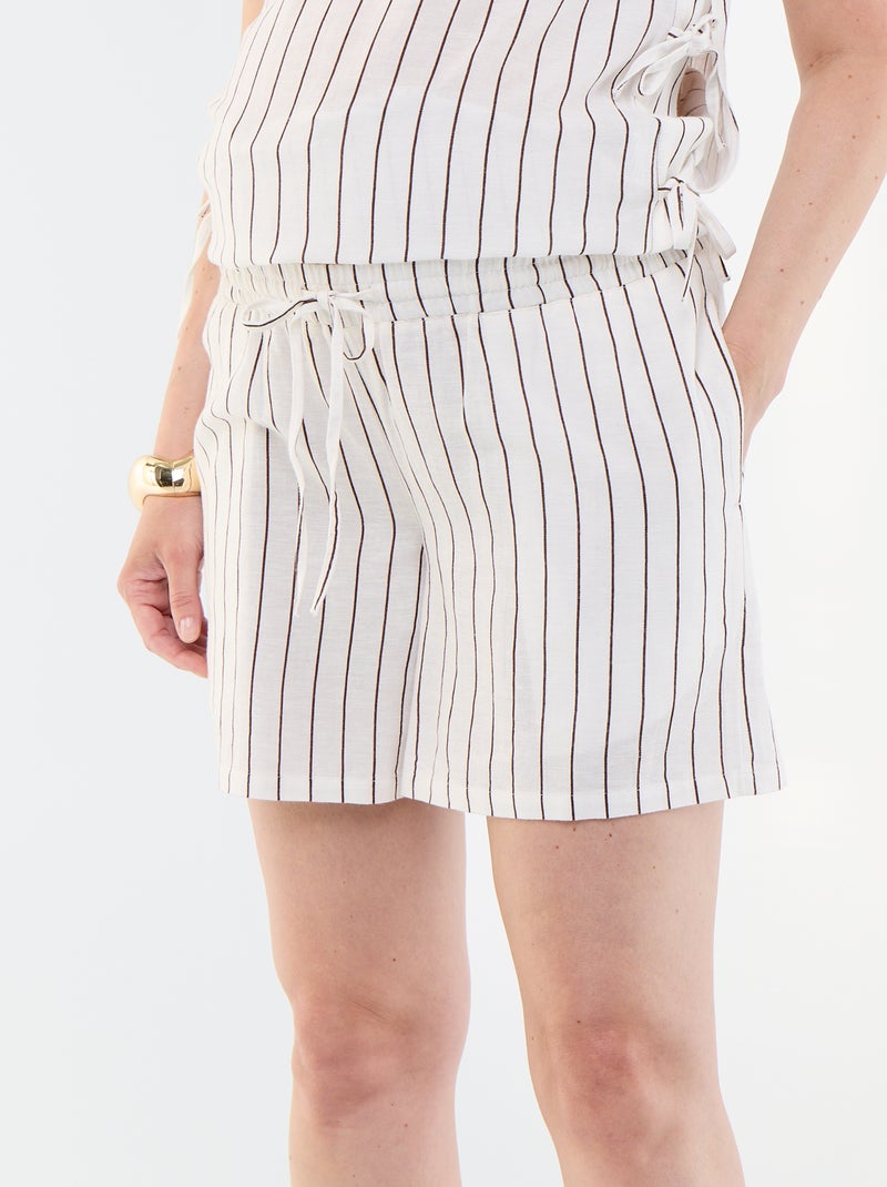 Pantalón corto de maternidad de lino estampado Blanco - Kiabi