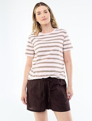 Pantalón corto de maternidad de lino estampado