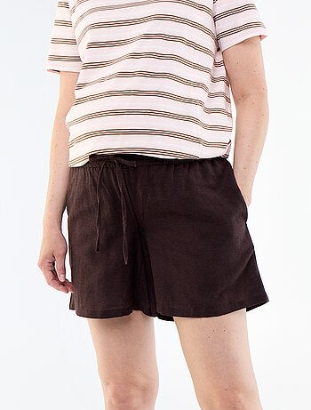 Pantalón corto de maternidad de lino estampado