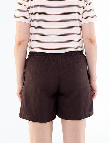 Pantalón corto de maternidad de lino estampado