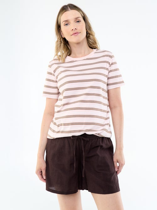 Pantalón corto de maternidad de lino estampado - Kiabi