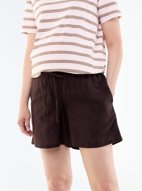 Pantalón corto de maternidad de lino estampado - Kiabi
