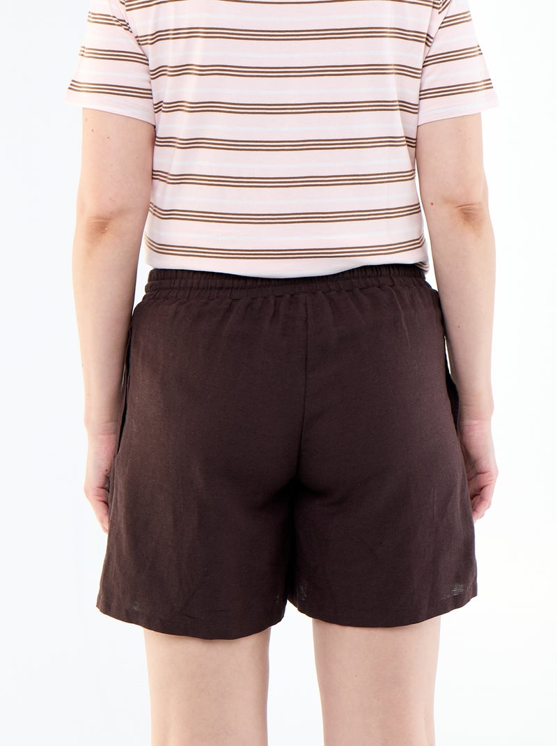 Pantalón corto de maternidad de lino estampado Marron - Kiabi