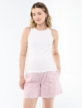 Pantalón corto de maternidad de lino estampado