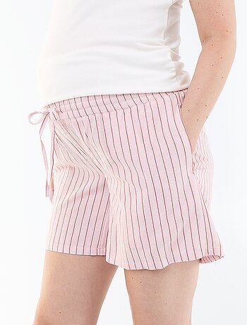 Pantalón corto de maternidad de lino estampado
