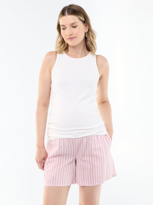 Pantalón corto de maternidad de lino estampado - Kiabi