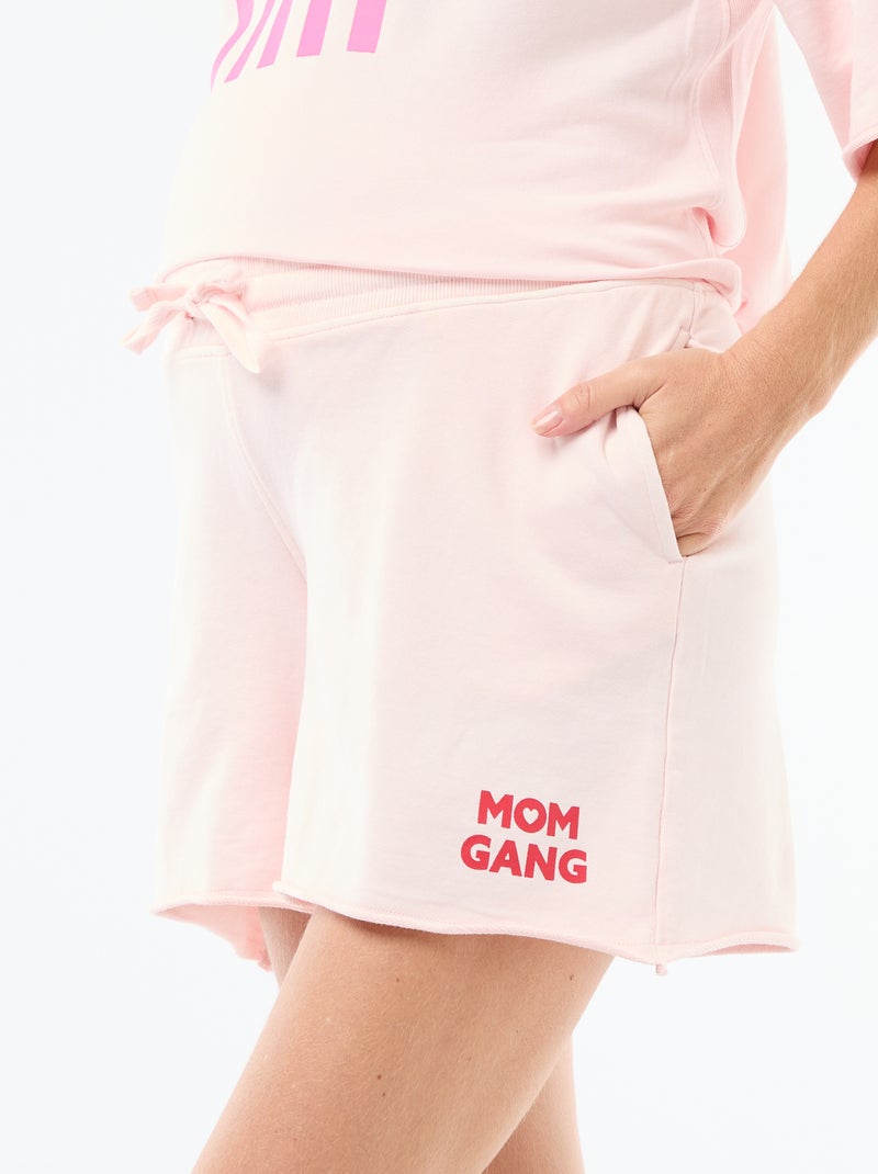Pantalón corto de maternidad en felpa Rosa - Kiabi