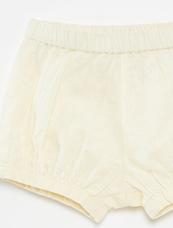 Pantalón corto de mezcla de lino liso