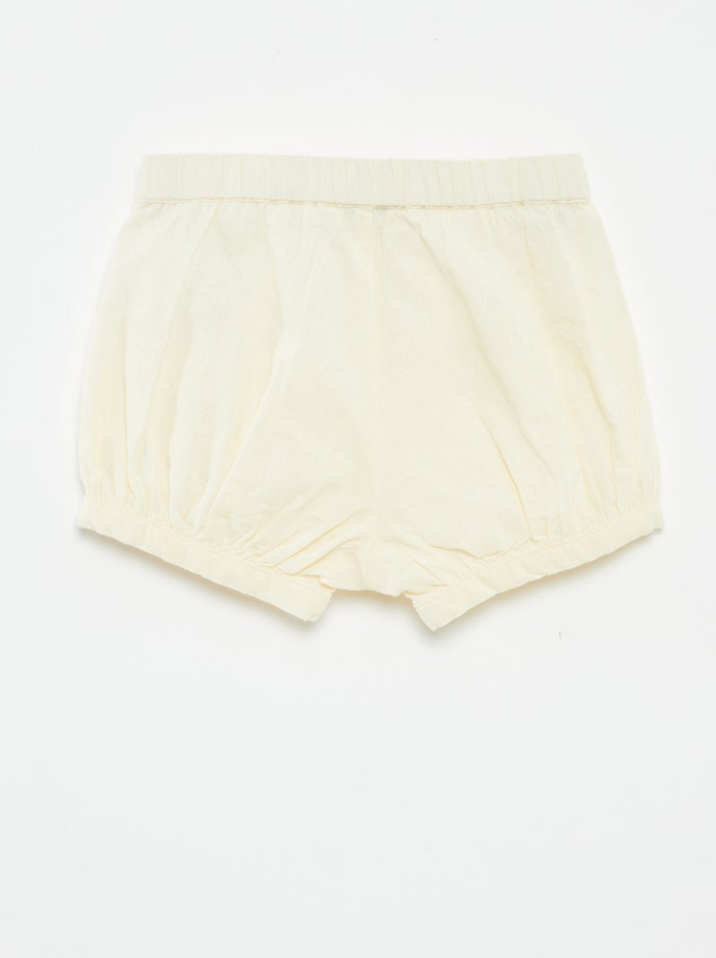 Pantalón corto de mezcla de lino liso beige - Kiabi
