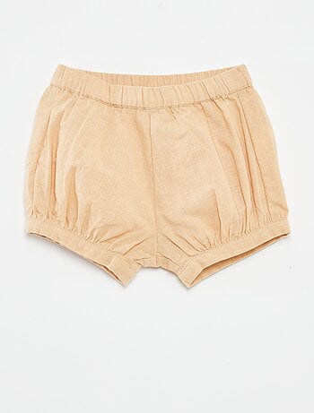 Pantalón corto de mezcla de lino liso