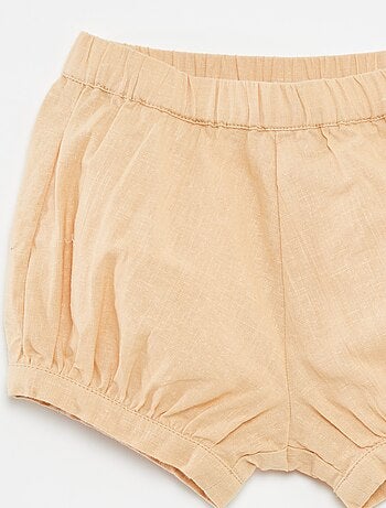 Pantalón corto de mezcla de lino liso