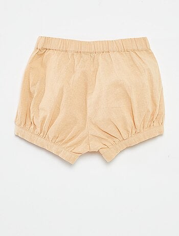 Pantalón corto de mezcla de lino liso