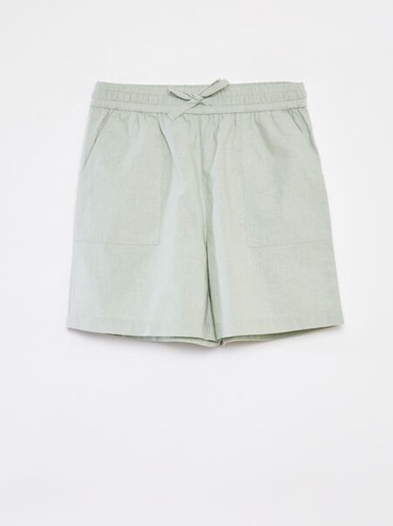 Pantalón corto de mezcla de lino VERDE - Kiabi