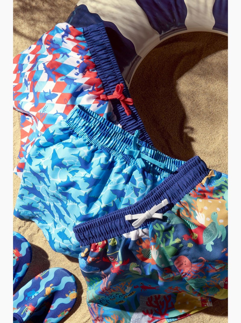 Pantalón corto de niño circus con estampado de rombos penti Blanco Rojo - Kiabi