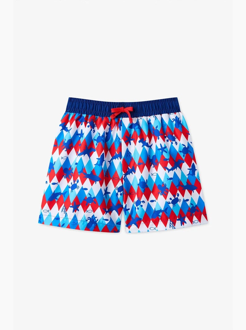 Pantalón corto de niño circus con estampado de rombos penti Blanco Rojo - Kiabi