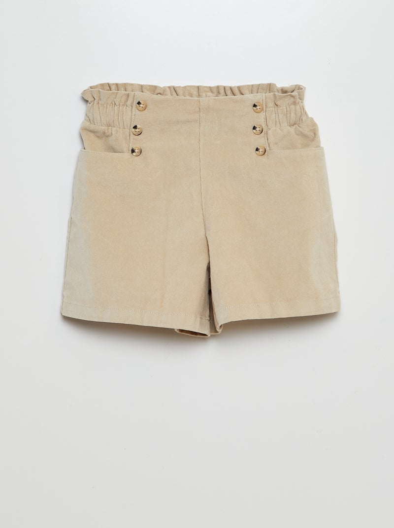 Pantalón corto de pana BEIGE - Kiabi