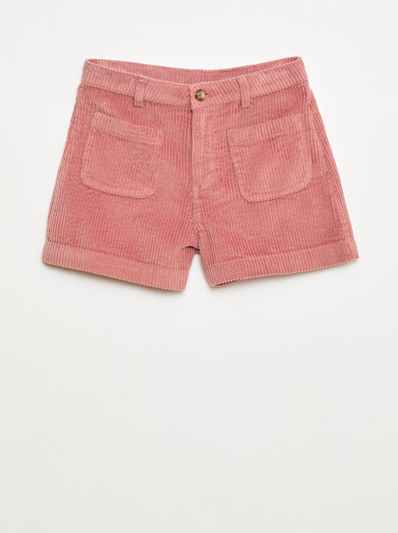 Pantalón corto de pana con 2 bolsillos de parche Rosa - Kiabi