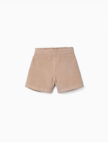 Pantalón corto de pana con cintura paperbag con volantes