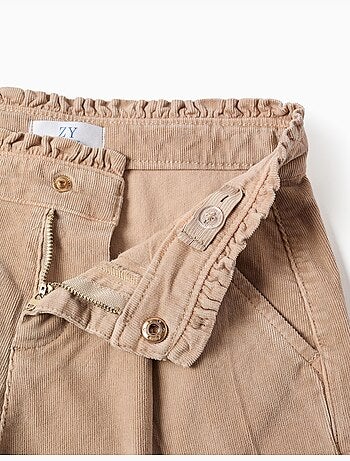 Pantalón corto de pana con cintura paperbag con volantes