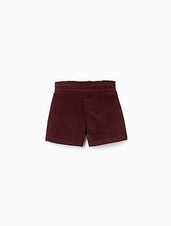 Pantalón corto de pana con cintura paperbag con volantes