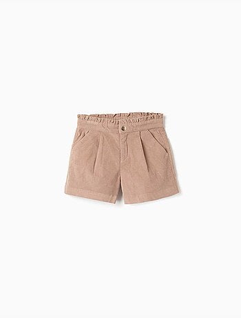 Pantalón corto de pana con pliegues frontales