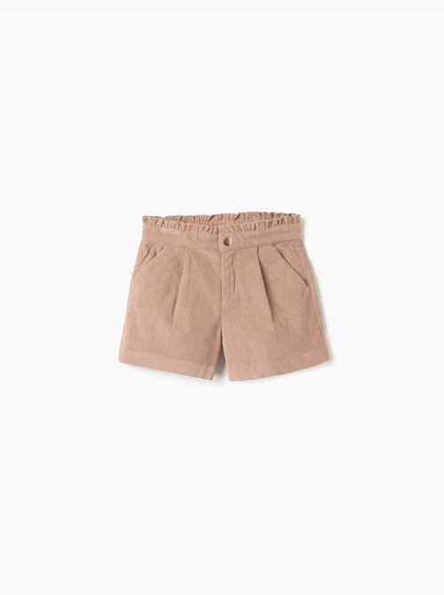 Pantalón corto de pana con pliegues frontales - Kiabi