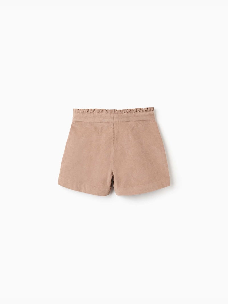 Pantalón corto de pana con pliegues frontales Beige claro - Kiabi