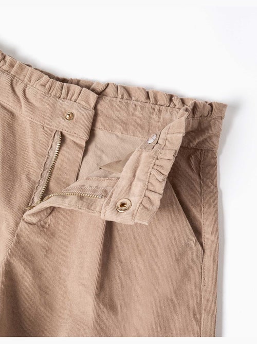Pantalón corto de pana con pliegues frontales - Kiabi