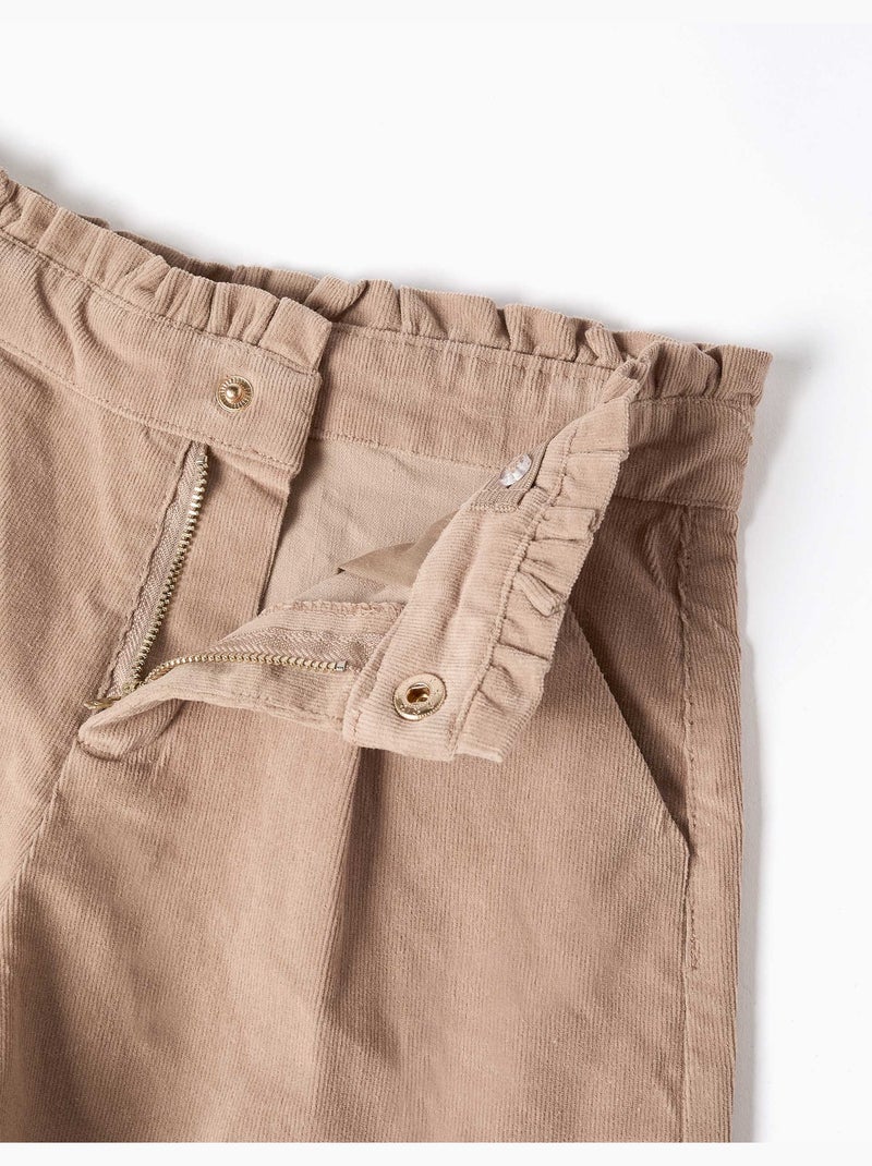 Pantalón corto de pana con pliegues frontales Beige claro - Kiabi