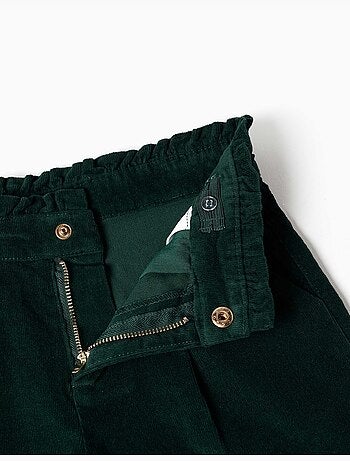 Pantalón corto de pana con pliegues frontales