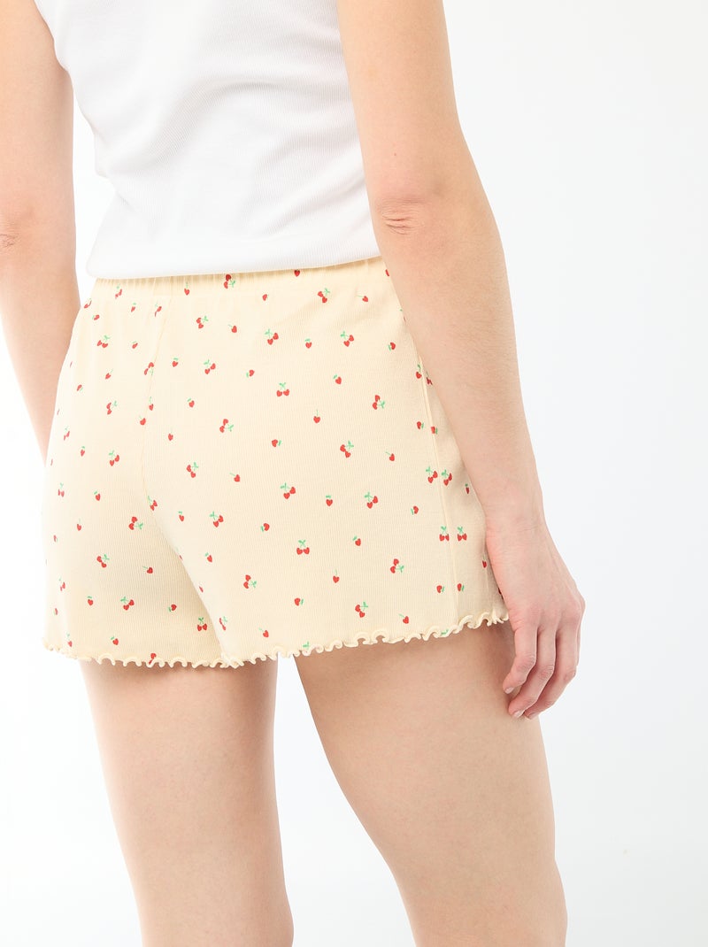 Pantalón corto de pijama 'cereza' all-over en algodón Amarillo - Kiabi