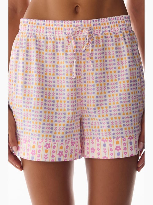 Pantalón corto de pijama con estampado floral penti - Kiabi Pantalón corto de pijama con estampado floral penti - Kiabi
