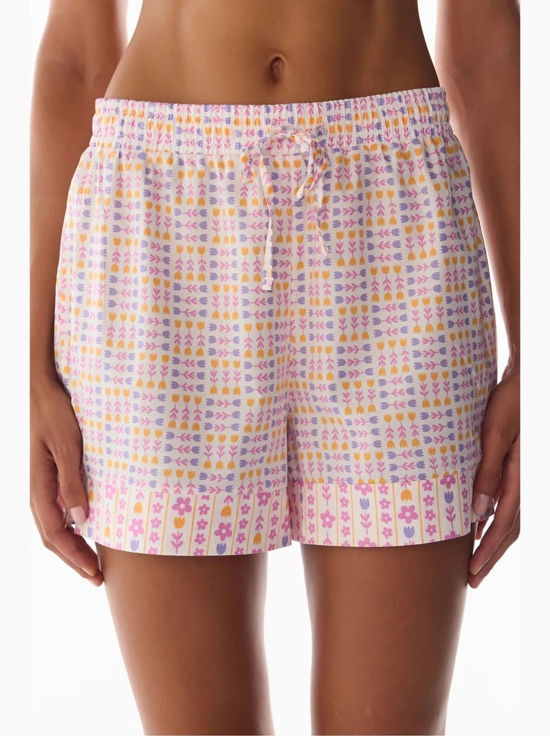 Pantalón corto de pijama con estampado floral penti Blanco - Kiabi