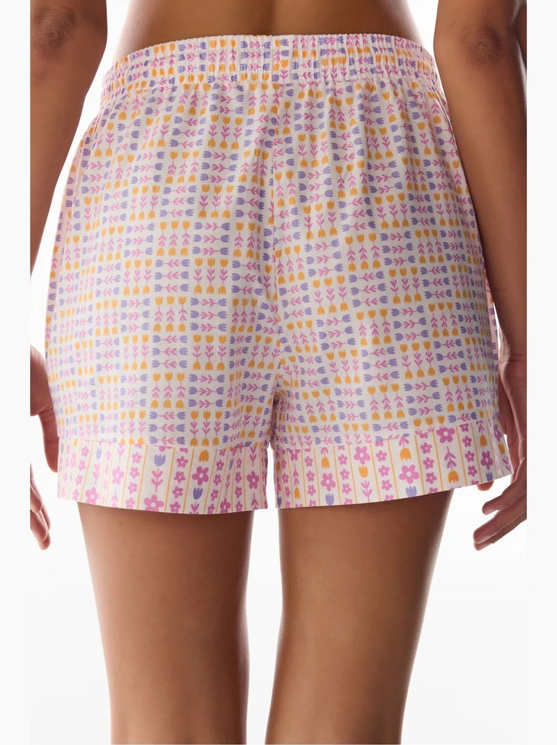 Pantalón corto de pijama con estampado floral penti Blanco - Kiabi