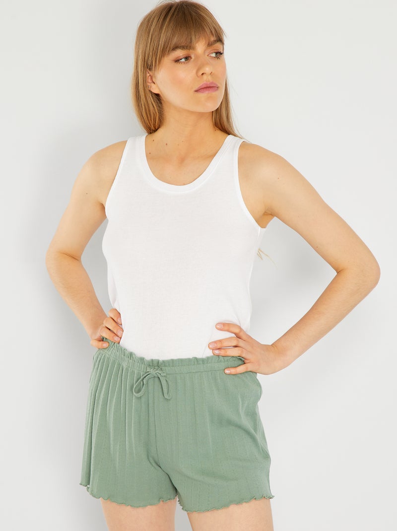 Pantalón corto de pijama de punto pointelle VERDE - Kiabi