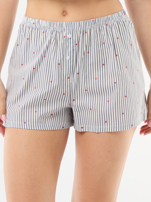 Pantalón corto de pijama elástico con rayas - Kiabi
